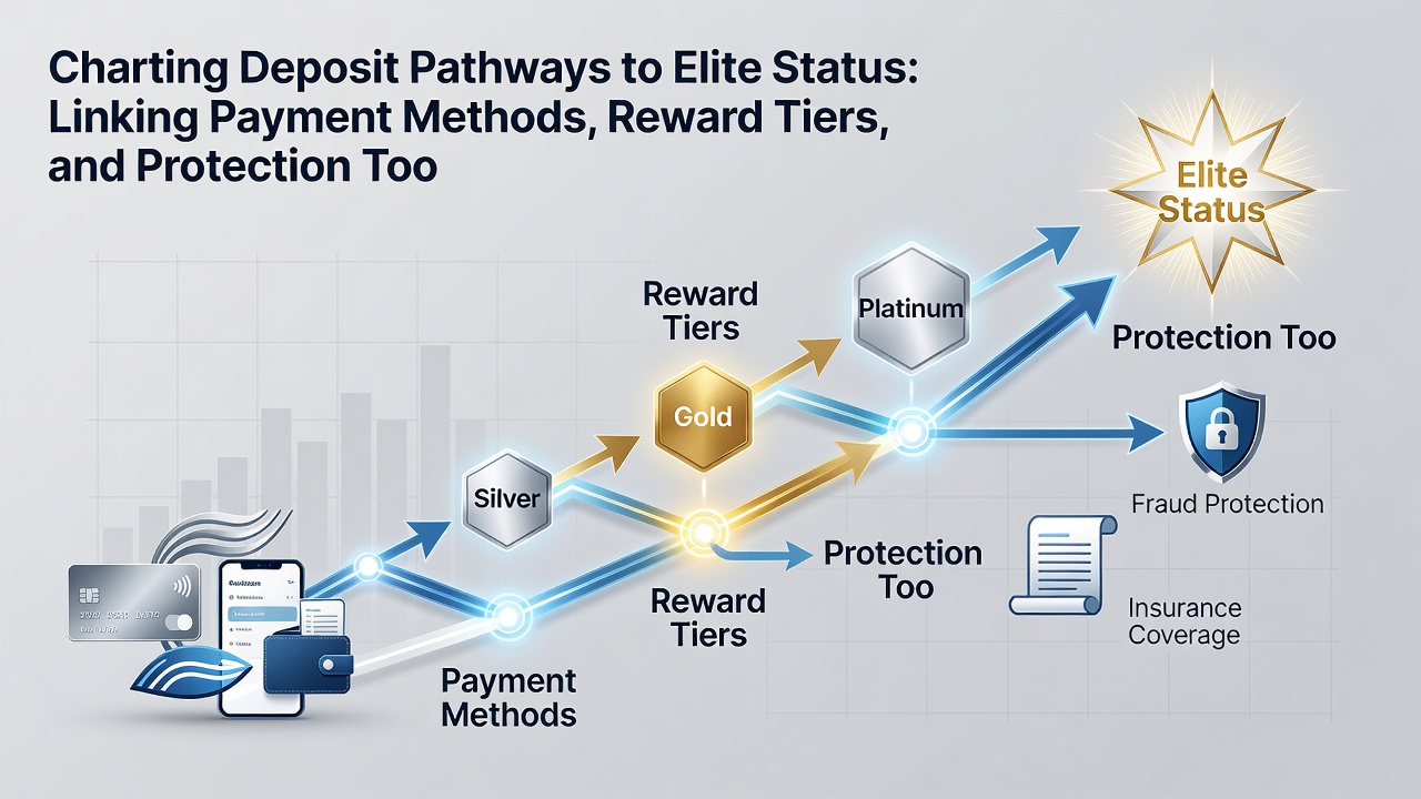 Illustration of reward tier progression linked to payment security tools on mobile casino interface