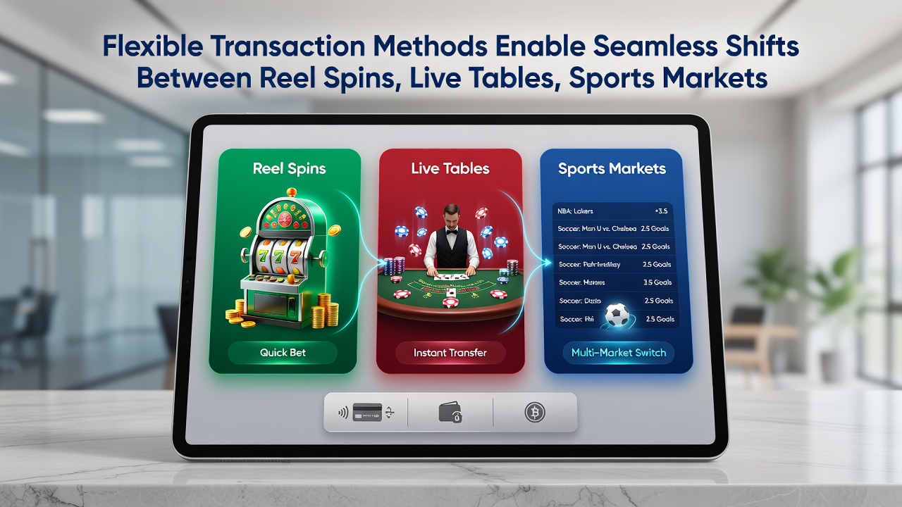 Screenshot of app dashboard displaying balance flow between live casino, sports betting, and loyalty rewards sections