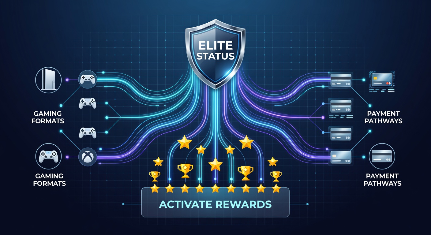 Illustration of secure transaction flows leading to VIP rewards in gaming